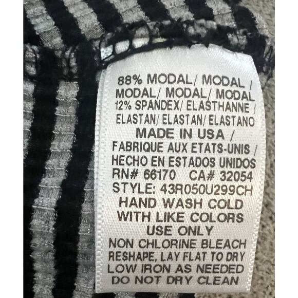 Free People Tabby Cat Fit & Flare Strappy Black/White Striped Peplum Top, Small - Picture 7 of 7